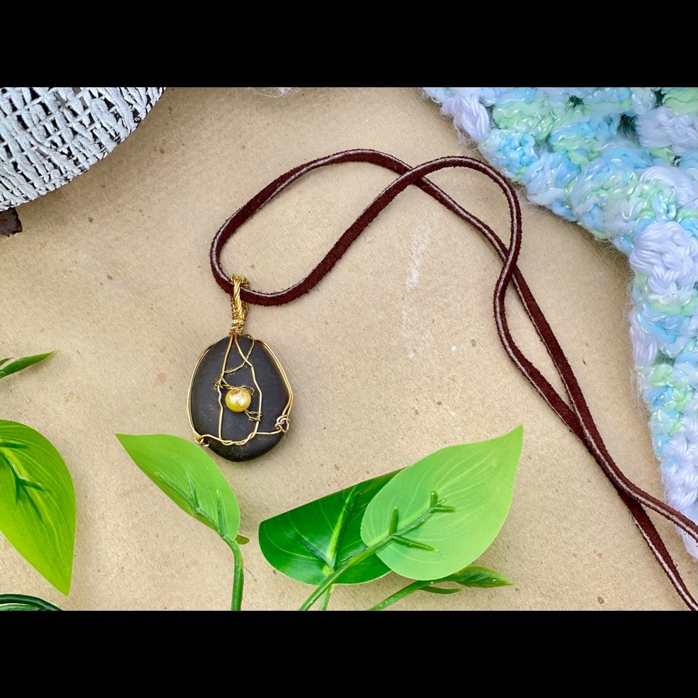 Egg in a nest wire wrapped pendant